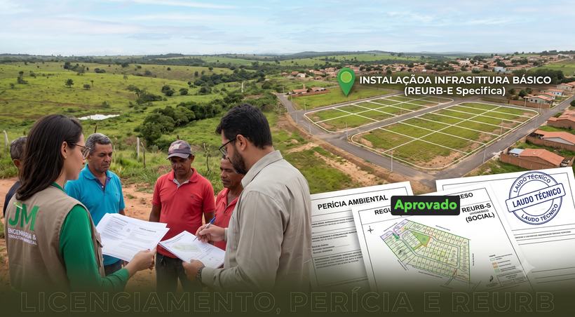 Equipe da JM em vistoria de REURB com laudos e projeto aprovado